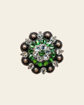 Fern & Clear Copper 2" European Crystal Concho on a warm cream background