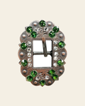 Fern & Clear Copper European Crystal Cart Buckle on a warm cream background