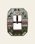 Fern & Clear Copper European Crystal Square Cart Buckle on a warm cream background