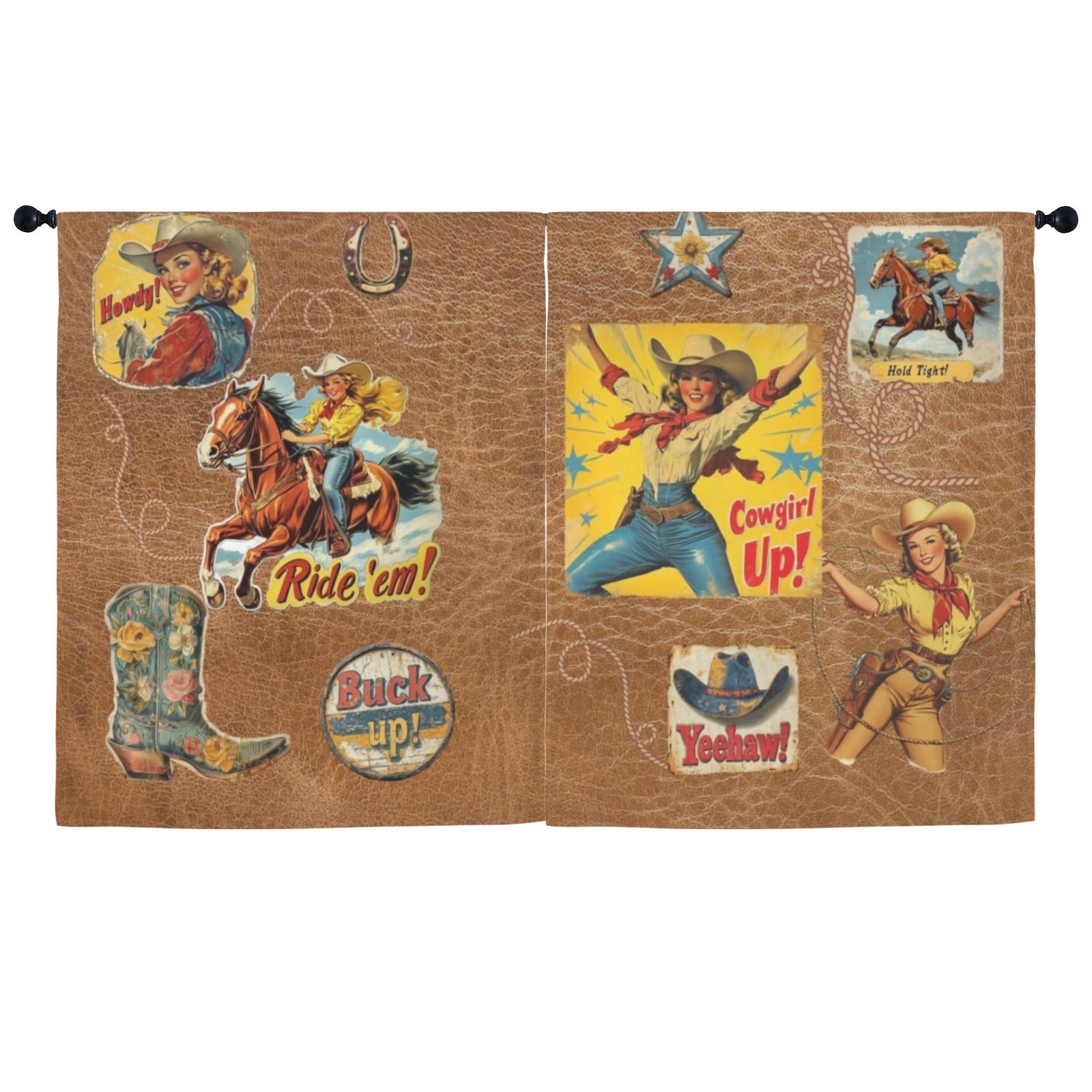 Baha Ranch Vintage Cowgirl Drapes 52" x 63" Made in America by Baha Ranch Western Wear - product image 2
