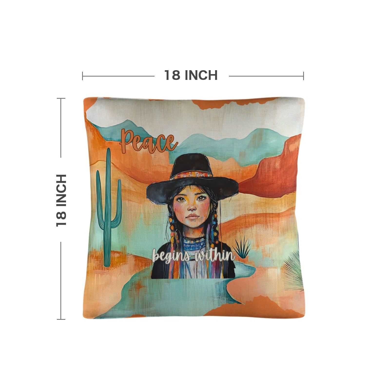 Baha Ranch Native Peace Begins Within Throw Pillow Case Made in America by Baha Ranch Western Wear - product image 3