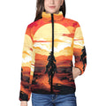 Sunset Cowboy Desert Women's Puffy Bomber Jacket by Baha Ranch Western Wear