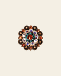 Fire Opal Teal & AB Copper 1.5" European Crystal Concho on a warm cream background