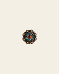 Fire Opal & Teal Copper 1" European Crystal Concho on a warm cream background