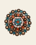 Fire Opal Teal & AB Copper Berry Jacket European Crystal on a warm cream background