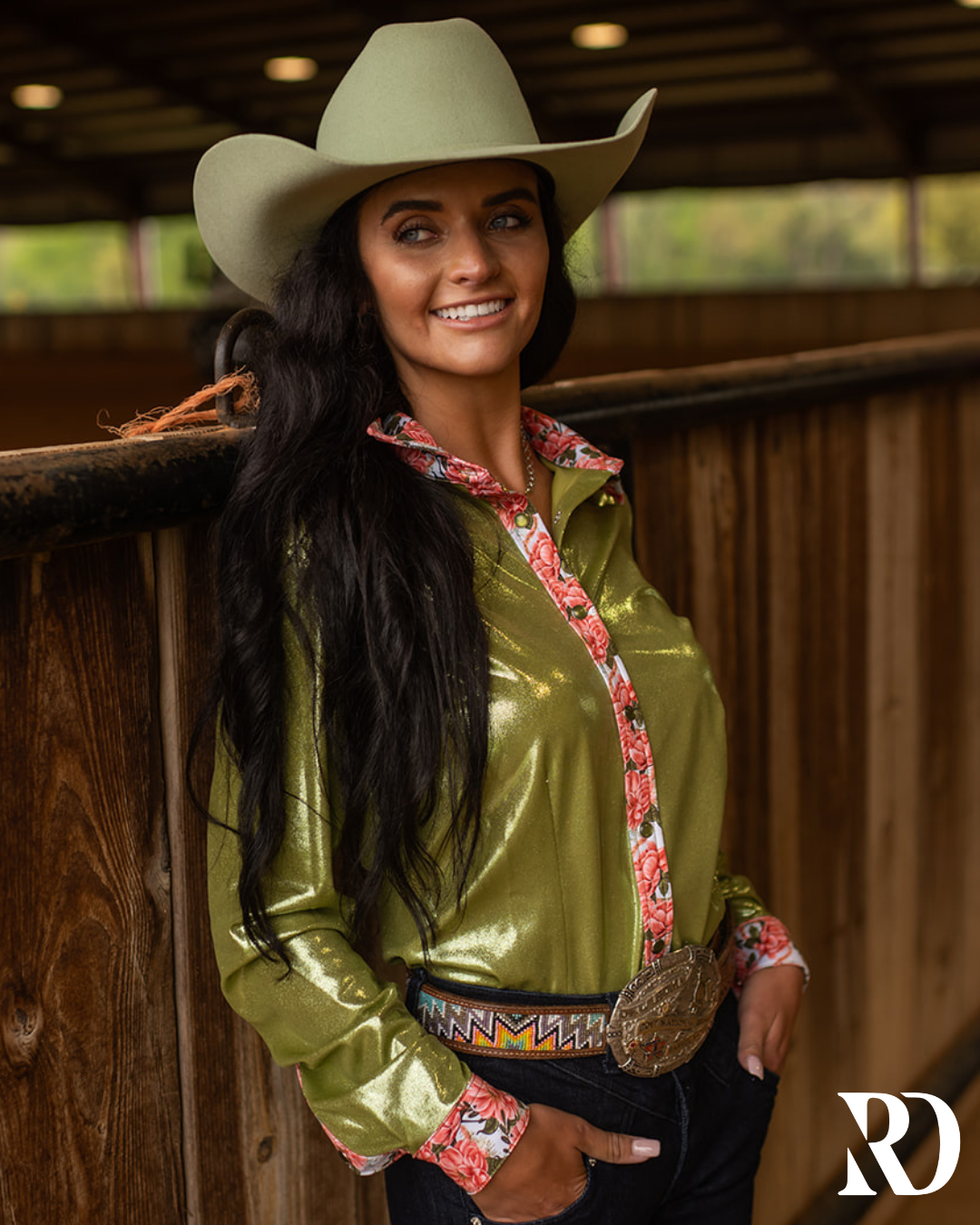 First Date & Olive Sparkle Performance Rodeo Shirt