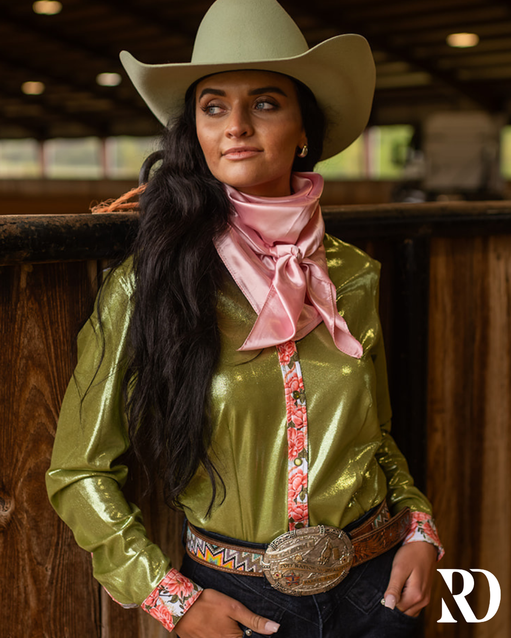 First Date & Olive Sparkle Performance Rodeo Shirt — view 4