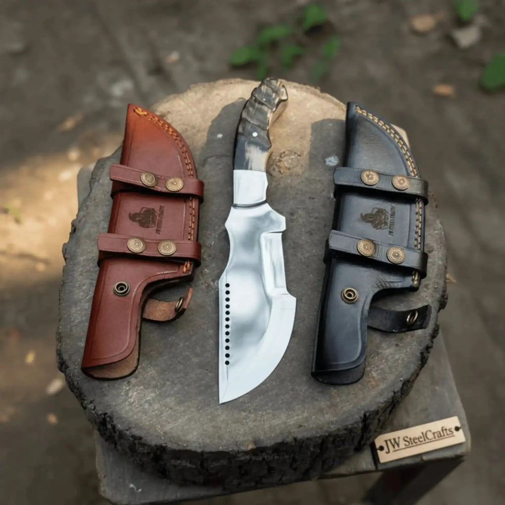 Handmade Forest Ranger Tracker Knife Carbon Steel Ram Horn or Wendi Wood Handle