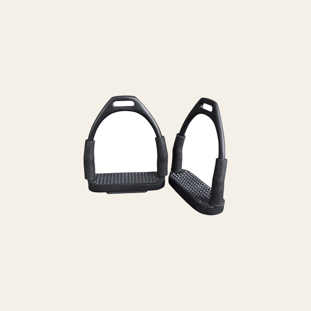 3 In Neck Hilason Western Slanted Stainless Steel rubber Pad Flex Stirrups Black