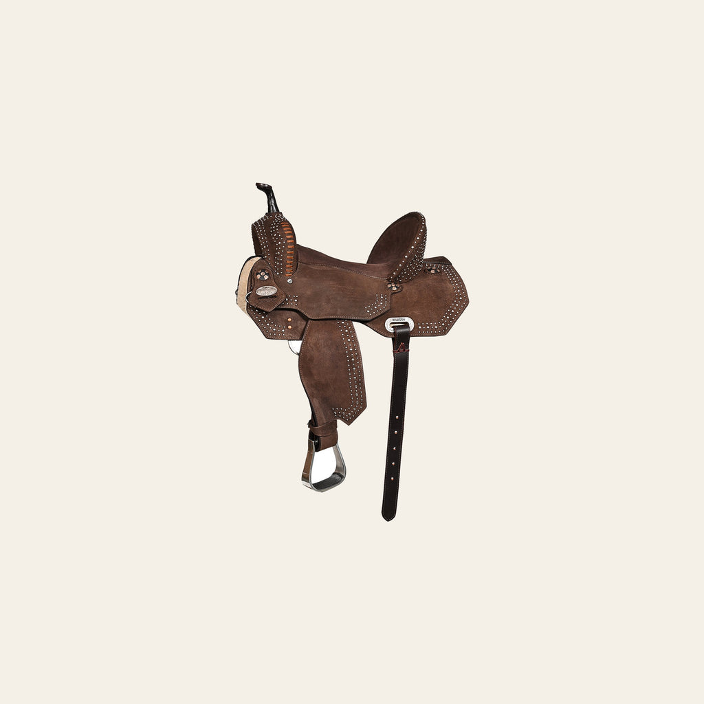 Hilason Western Horse Barrel Flex Tree Trail American Leather Saddle Brown