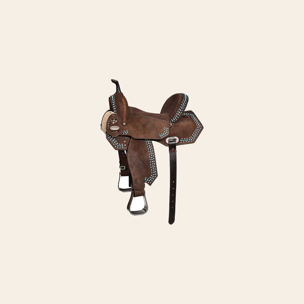 Hilason Western Horse Barrel Flex Tree Trail American Leather Saddle Brown