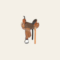 Hilason Western Horse Barrel Flex Tree Trail American Leather Saddle Brown / Tan Gorgeous Floral Hand Tooled & Carved