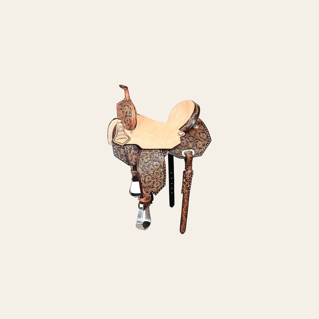 HILASON Flex Tree Western Horse Saddle in American Leather Barrel Trail | for Horses
