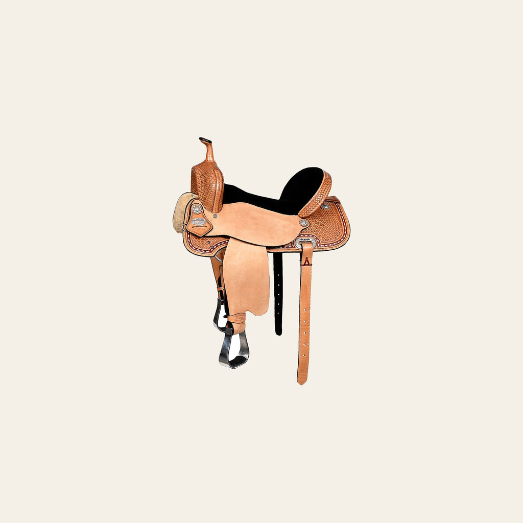 HILASON Flex Tree Western Horse Saddle in American Leather Barrel Trail | for Horses