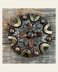 Floral Dots Antique Silver Western Concho 1.5" W147L on a warm cream background