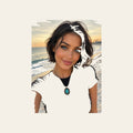 Floral Oval Fashion Turquoise Pendant Necklace