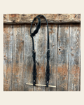 Floral Scalloped Black One Ear Headstall / Bridle on a warm cream background