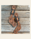 Floral Teal Dot Spur Straps - Copper Flower #SS106 on a warm cream background
