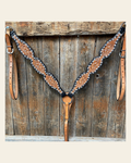 Floral Tooled Buckstitch Breastcollar on a warm cream background