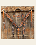 Floral Tooled Buckstitch Tack Sets on a warm cream background