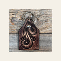 Floral Tooled Cow Tag Leather Key Chain