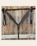 Floral Tooled Dark Oil Breastcollar on a warm cream background