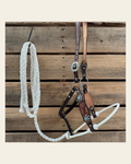 Flower Power Lariat & Leather Combo Halter #LH104 on a warm cream background