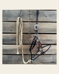 Flower Power Lariat & Leather Combo Halter #LH105 on a warm cream background
