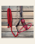 Flower Power Lariat & Leather Combo Halter #LH112 on a warm cream background