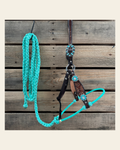 Flower Power Lariat & Leather Combo Halter #LH118 on a warm cream background