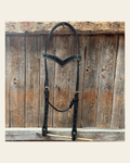 Floral V Browband Black Draft Headstall / Bridle on a warm cream background