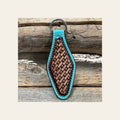 Leather Hand Painted Basketweave Key Chain