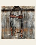 Flower Power Browband Headstall / Bridle #24333 on a warm cream background
