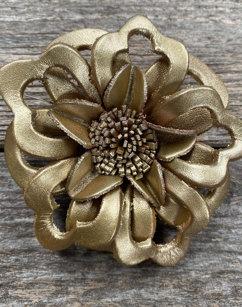 Gold Lotus Leather Flower