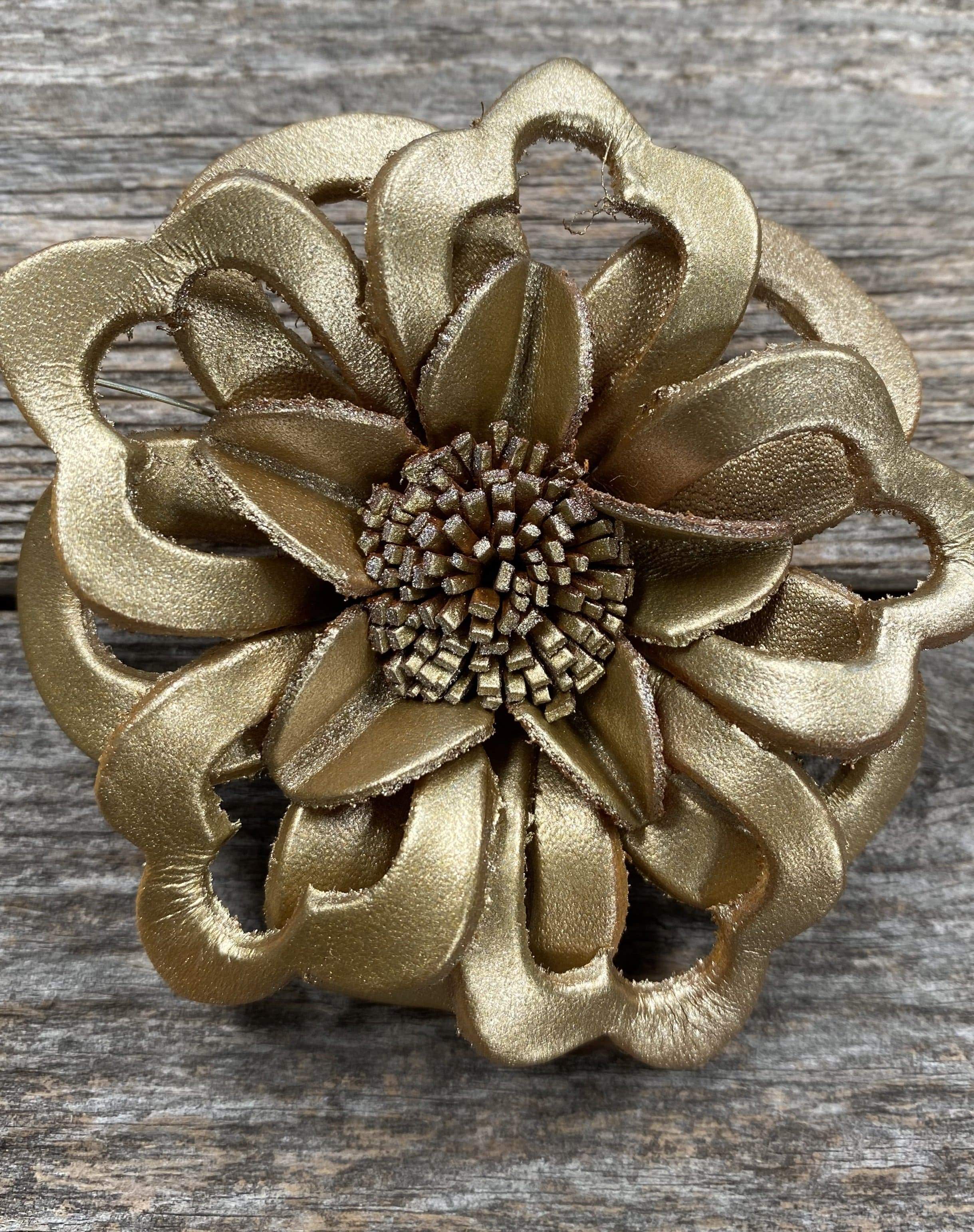 Gold Lotus Leather Flower