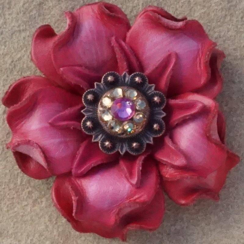 Pink Gardenia Flower With Copper Pink & Champagne 1" Concho