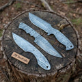 Damascus Knife Blanks Set 4.5 Inch Blades Fixed Blade DIY Trio
