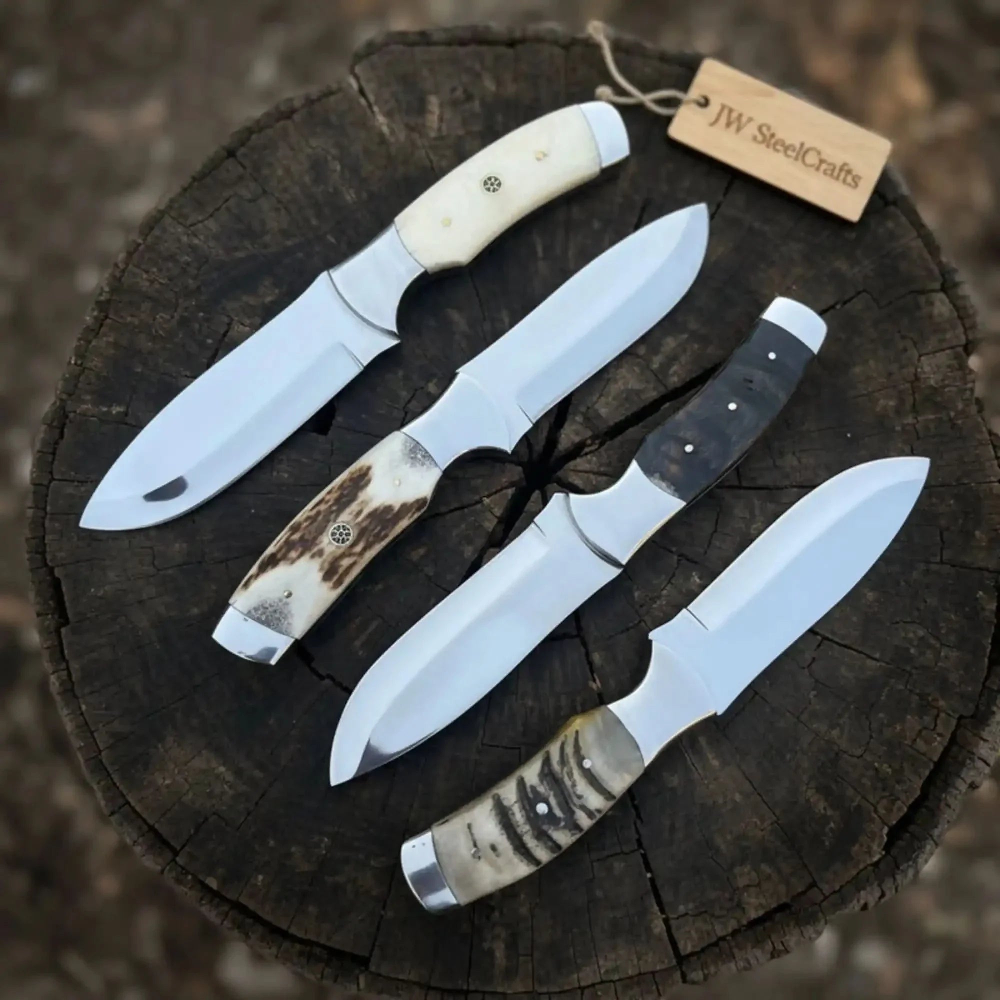 Handmade Bushcraft Knife Set of 4-Piece Full Tang Camping & Survival Knives