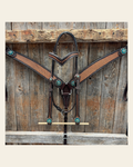 Foxtail Teal/Champagne Browband, One Ear & Breastcollar Tack Set #BBBC493 on a warm cream background