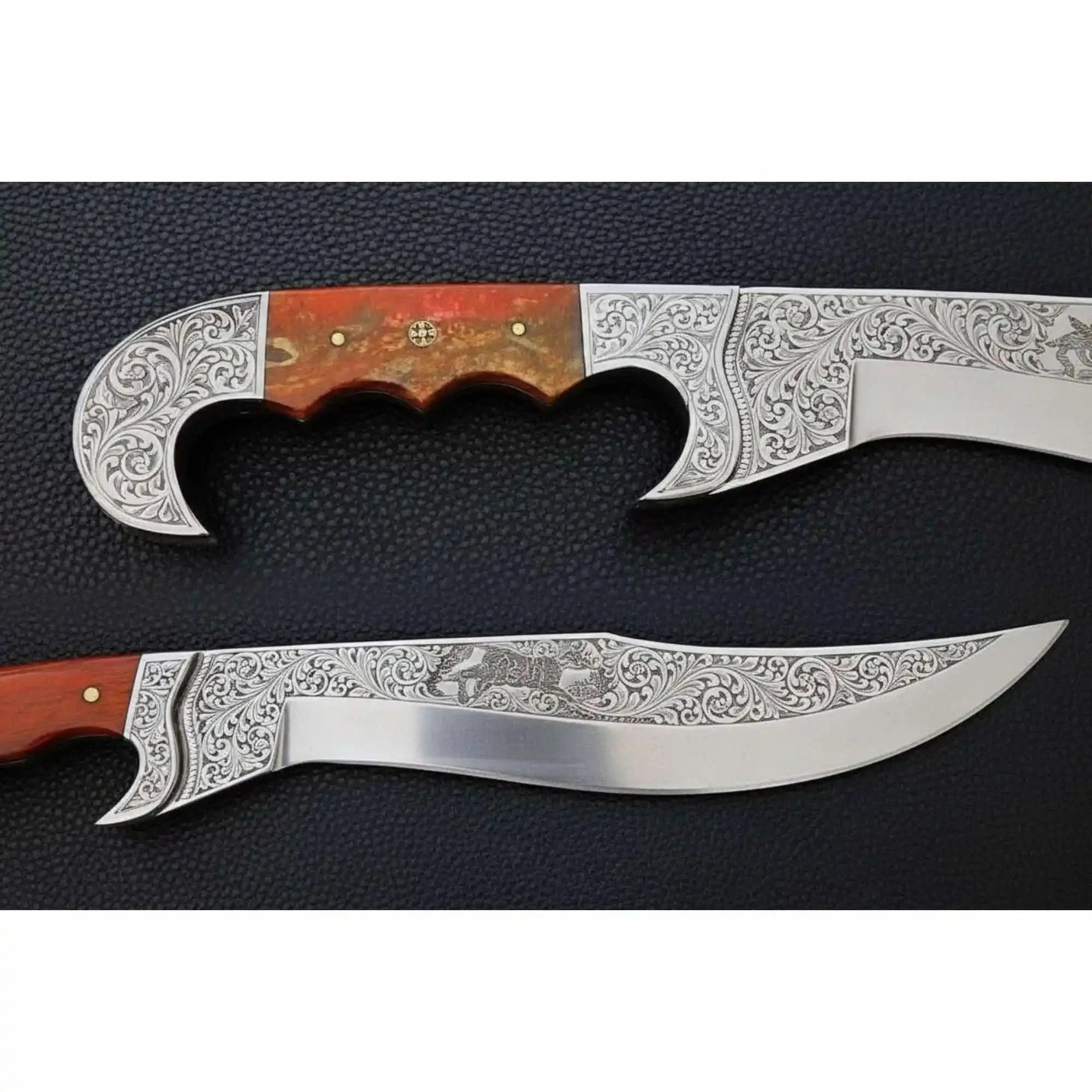 Frontier Bowie Knife Hand Engraved D2 Steel Blade Trailing Point Custom Handmade by JW SteelCrafts