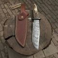 Timberhorn Bowie Blade  Handmade 8" Clip Point Hunting Blade with Stag Handle & Leather Sheath