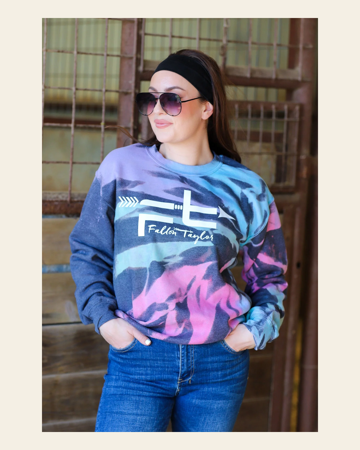 Ft Logo Tie Dye Crewneck on a warm cream background