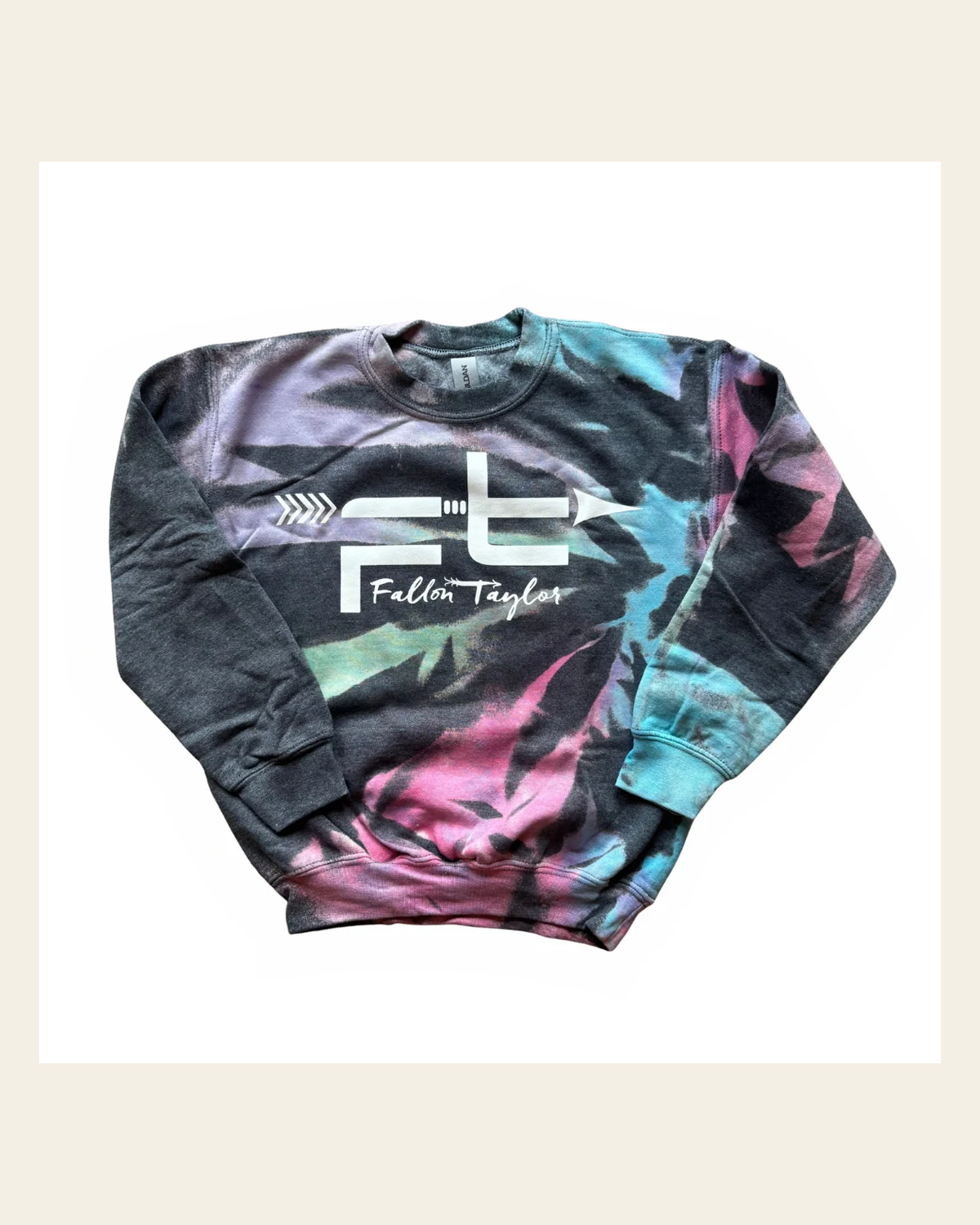 Ft Youth Tie Dye Crewneck on a warm cream background