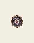 Fuchsia, AB & Lilac Copper 1.25" European Crystal Concho on a warm cream background