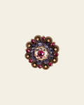 Fuchsia, AB & Lilac Copper 1.5" European Crystal Concho on a warm cream background