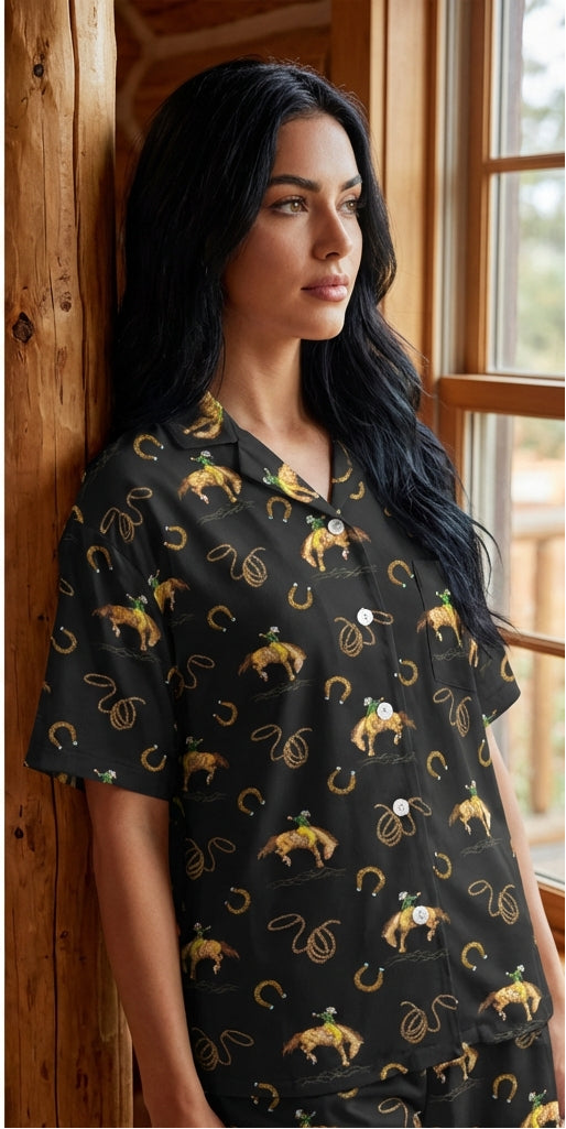 Baha Ranch Rodeo Cowboy Women's Western Short Pajama Set Made in America by Baha Ranch Western Wear - product image 2