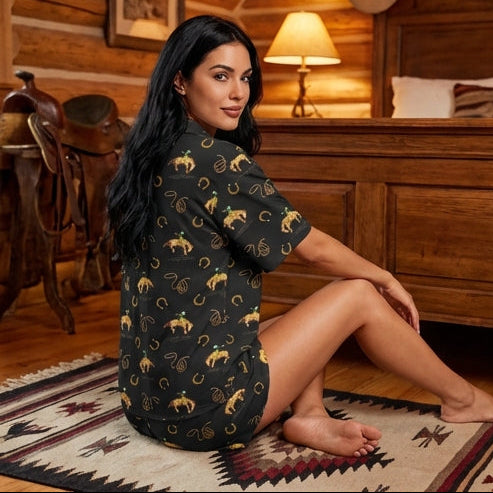 Baha Ranch Rodeo Cowboy Women's Western Short Pajama Set Made in America by Baha Ranch Western Wear - product image 3