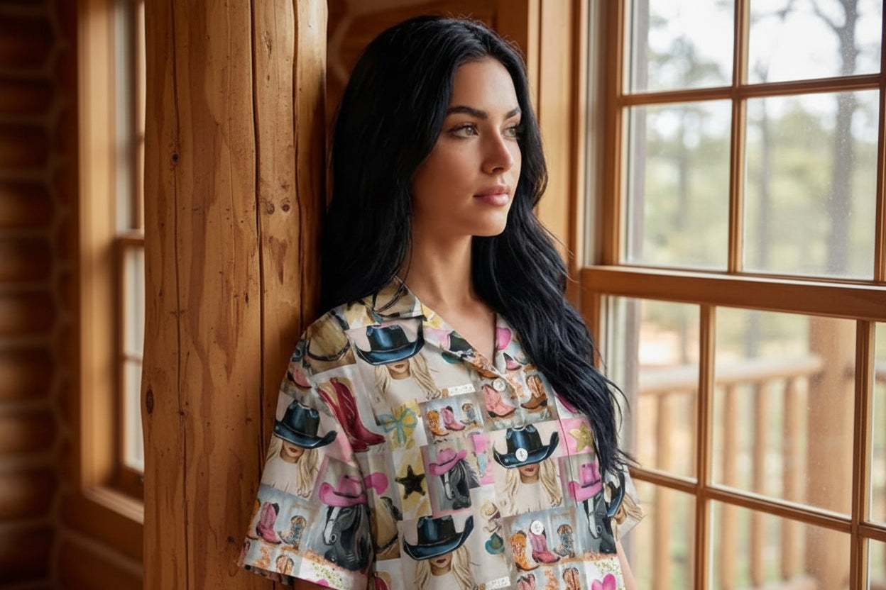 Baha Ranch Painted Cowgirl Pajama Set Made in America by Baha Ranch Western Wear - product image 3