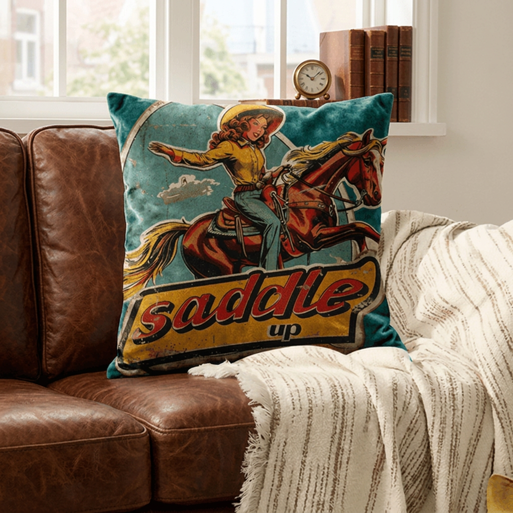 Baha Ranch Saddle Up Velvety Soft Pillow Case Made in America by Baha Ranch Western Wear - product image 2
