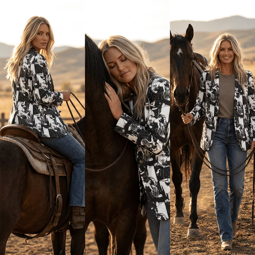 Baha Ranch Black White Cowboy Women's Western Blazer by Baha Ranch Western Wear - product image 2